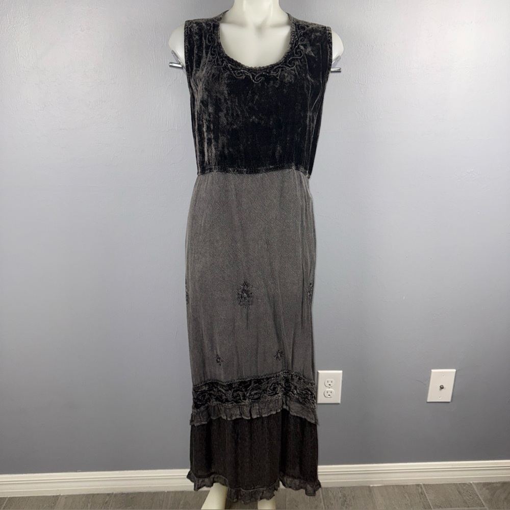 Magic Dress One Size Faded Gray India Sleeveless Boho Velvet *READ